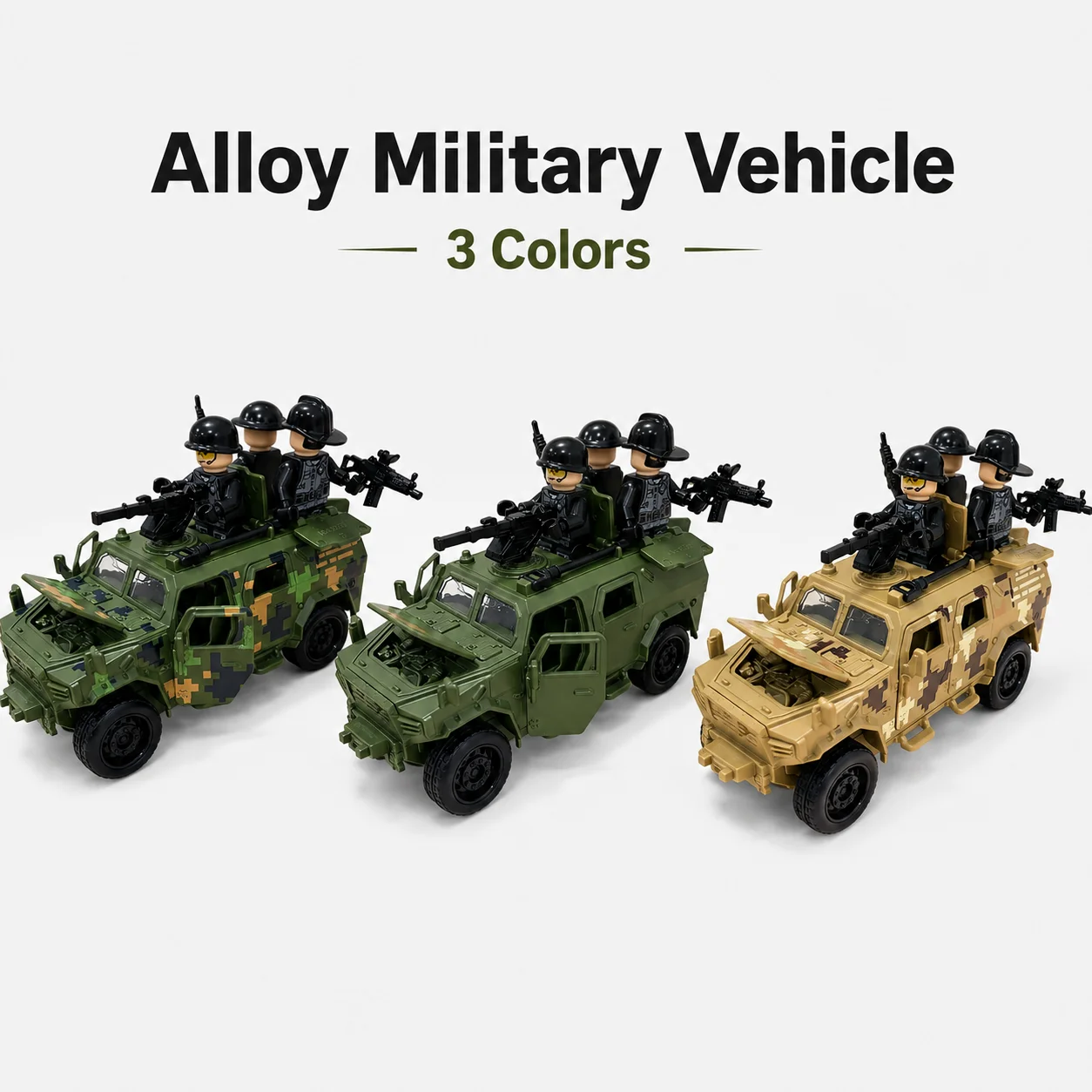 (Corrugated Box) Camo Offroad Armored Car Toy - This Toy Vehicle Comes with Three Small Figurines, a Boy Figure
