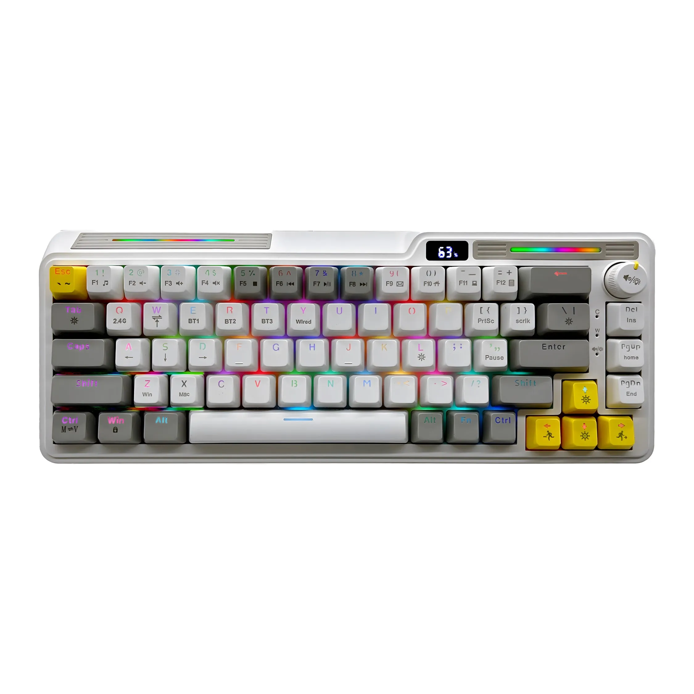 

Заводская прокладка, индивидуальная 68-клавишная RGB-мешанная механическая игровая клавиатура, 65%, трехрежимная механическая игровая клавиатура с возможностью горячей замены