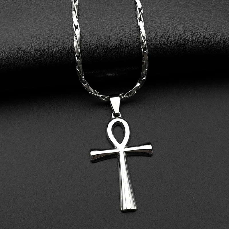 الصليب المصري عنخ مفتاح الحياة قلادة قلادة الفولاذ المقاوم للصدأ الذهب اللون تميمة سلسلة الدينية القلائد مجوهرات هدية #2