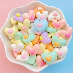 30Pcs New Cute Resin Heart-shaped Series Flat Back Parts Embellishments For Hair Bows Accessories