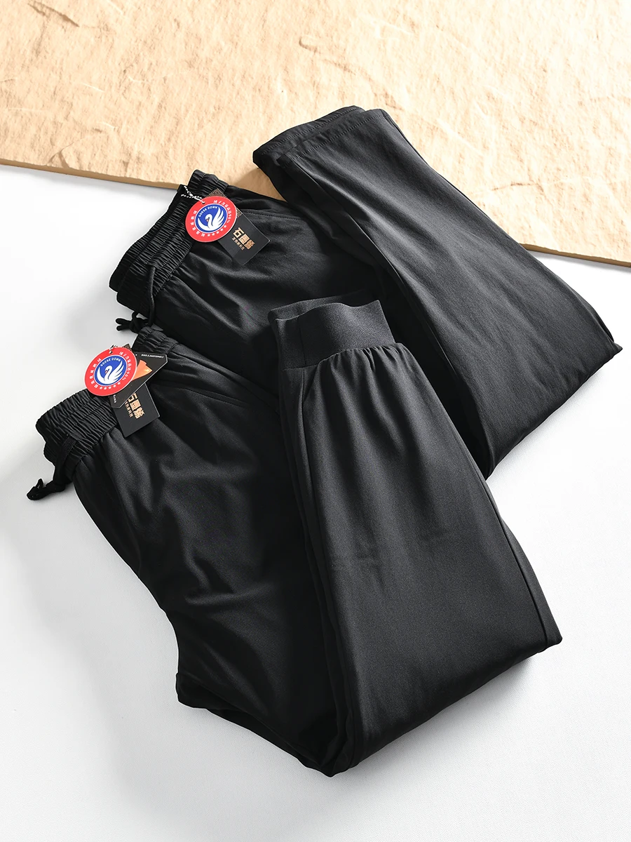 Men's Outdoor Winter Casual Thickened Goose down Straight Leg Pants Fashionable Urban Style Long Pants Elastic Waist