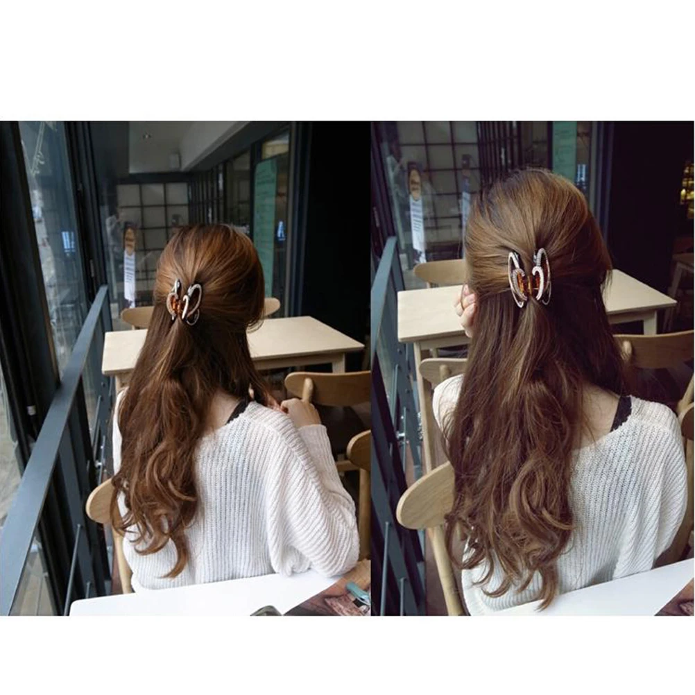 

2 шт., большой зажим для женщин и девочек, простой нескользящий инструмент для укладки, защита от воды, коричневый цвет, простой в использовании, все сезоны