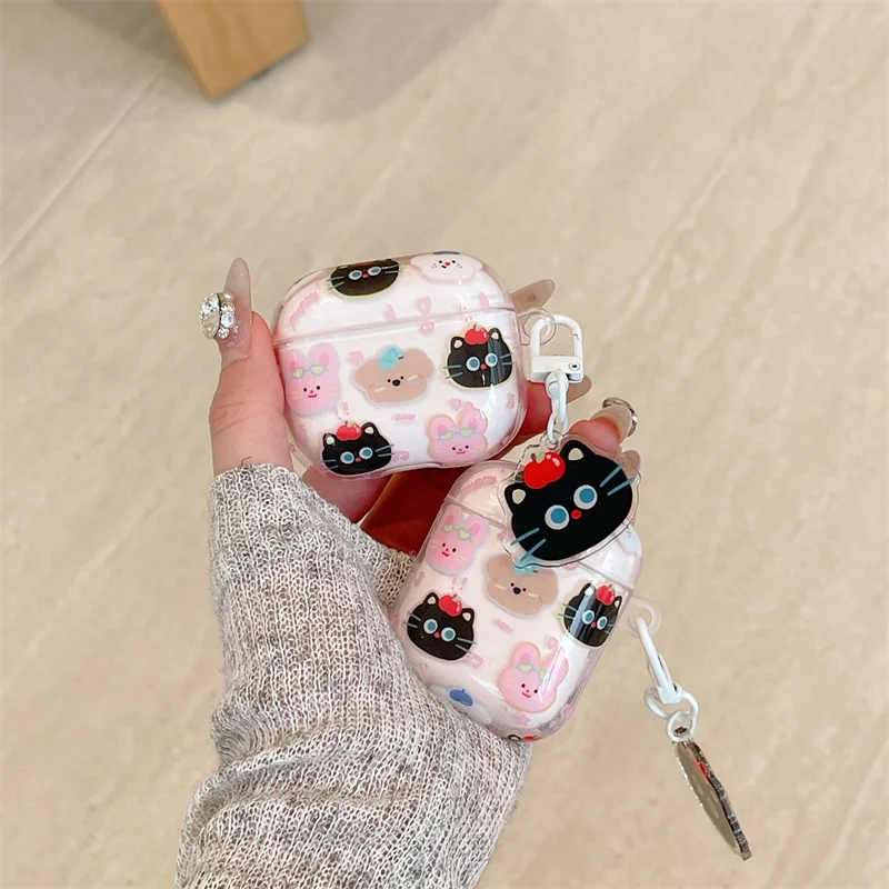 Cartoons Animal heads Case For Apple Airpods Pro 2 3 Cute Cover Silicone Headphone Charging Cases For Airpod 4 3 Pro2 Gen Funda