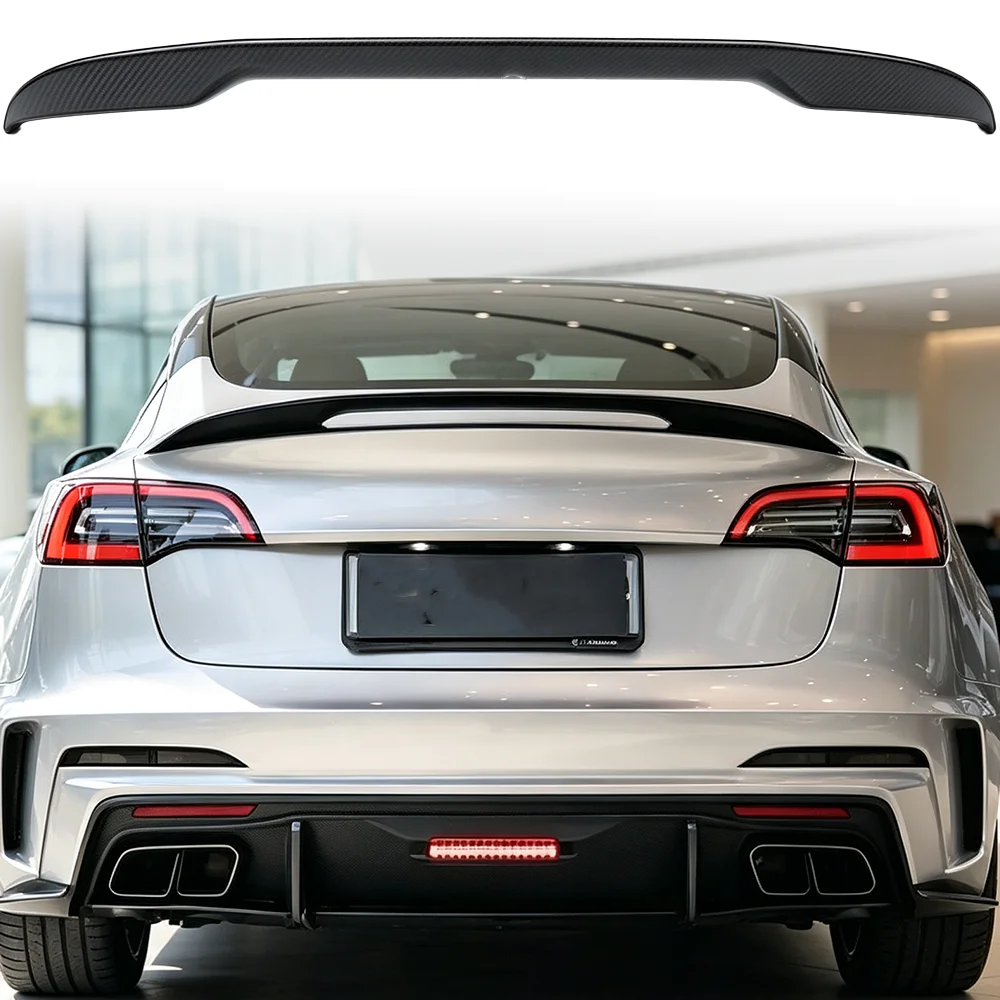 for Tesla 3 2019-2023 pure carbon fiber rear spoiler luggage compartment pressure wing sedan body kit modification accessories