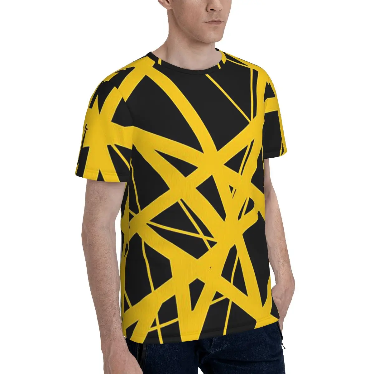 EVH Authentic Stripes Design T-Shirt for Men Cotton T Shirts Men's Short Sleeve Crew Neck Summer Clothes Tops