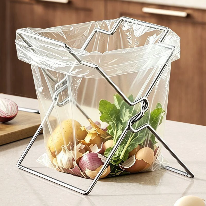 Multifunctional Kitchen Fresh-keeping Bag Holder Outdoor Household Garbage Rack Foldable Kitchen Debris Storage Rack