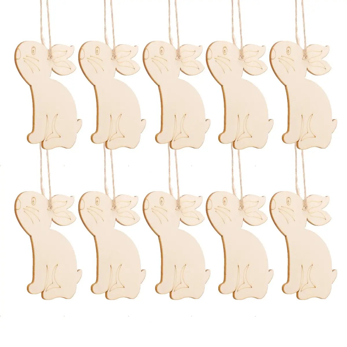 

10pcs Rabbit Shape Wooden Pendants Easter naments DIY Crafts Smooth Surface Eco Friendly Decorations Home Party Garden