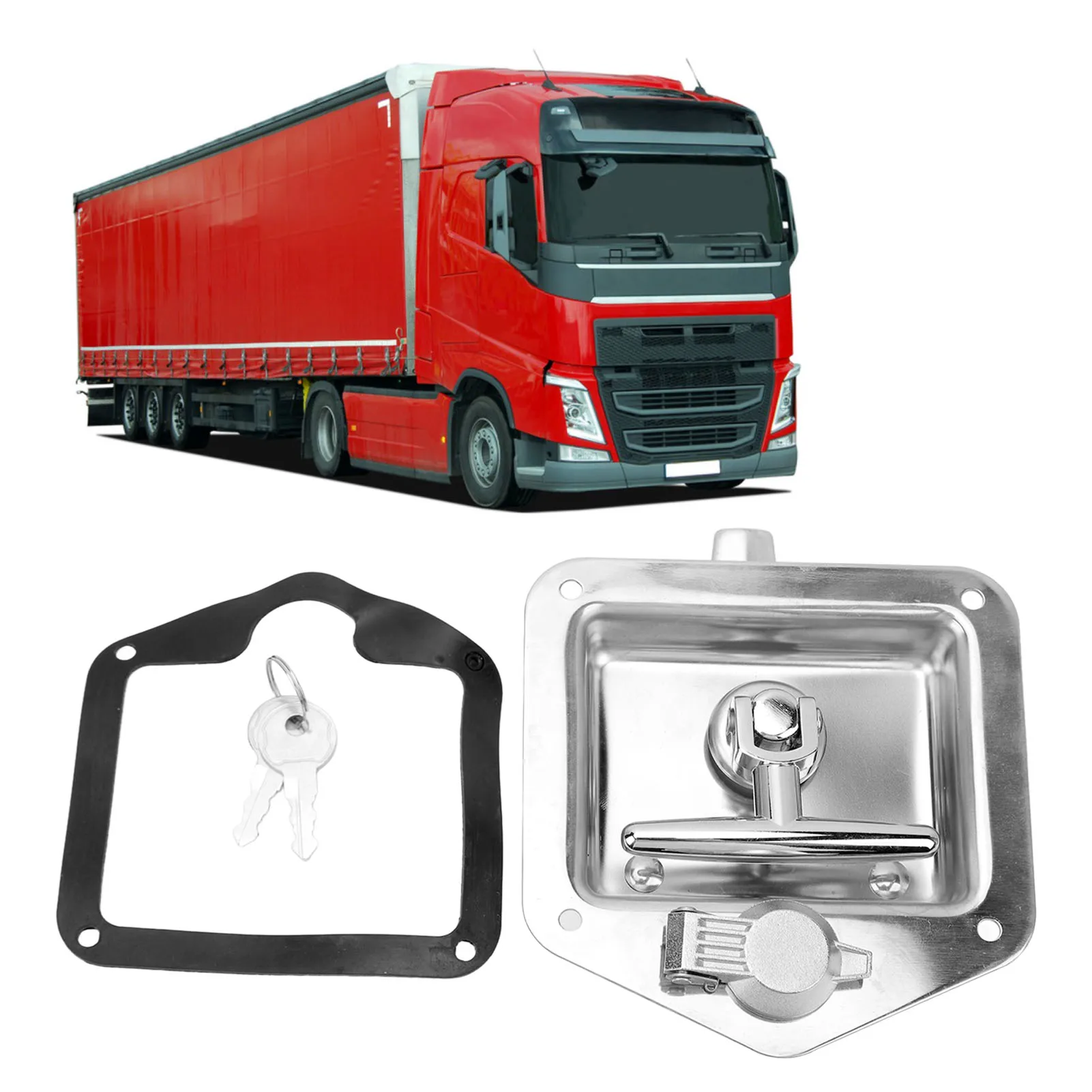 2Pcs Truck Tool Box Latch Stainless Steel Toolbox T Handle Latch with 4 Keys for Camper RV Trailer Door Tool Box Accessories