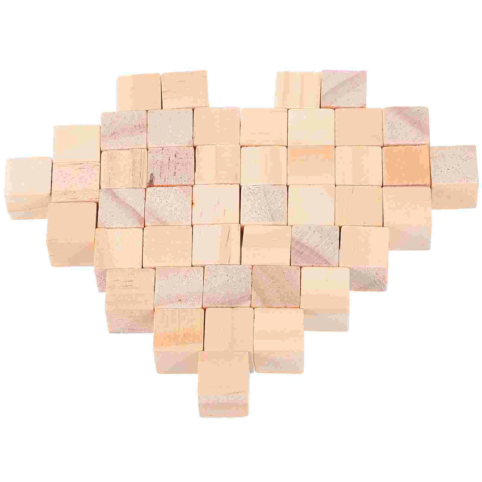 

100 Pcs Solid Wood DIY Building Blocks Square Volume Mini Handmade 100pcs for Crafts Unfinished Blank Cubes Pine Wooden