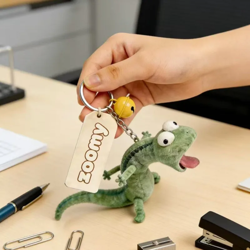Beaver Transformation Project 2Pcs Set 10cm Funny Lizard Plush Pendant 20cm Magnetic Tongue Sound Stuffed Doll Weird Toy Gift