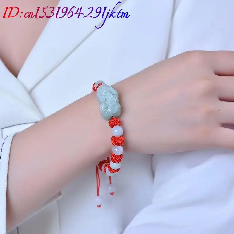 Natural Burmese Jadeite Pixiu Bracelet Fashion Accessories Real Jade Charm Beads Bangle Jewelry Amulet Luxury Gifts for Women view 6