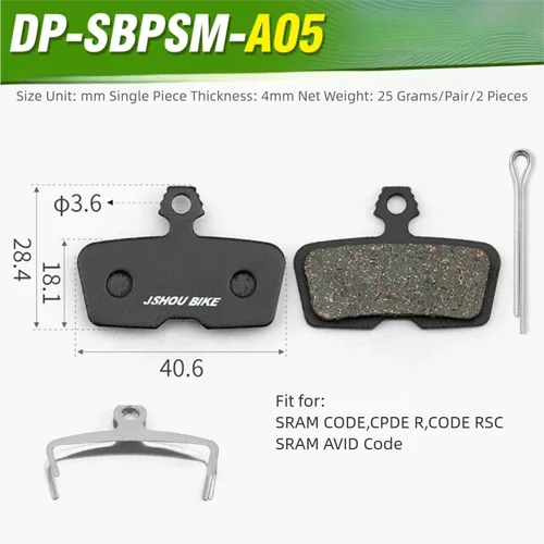 Imagen 2 del producto Pastillas de freno hidráulicas Semimetálicas/Metal sinterizado/cobre totalmente metálico/cerámico para SRAM CODE,CODE R,CODE RSC SRAM AVID Code