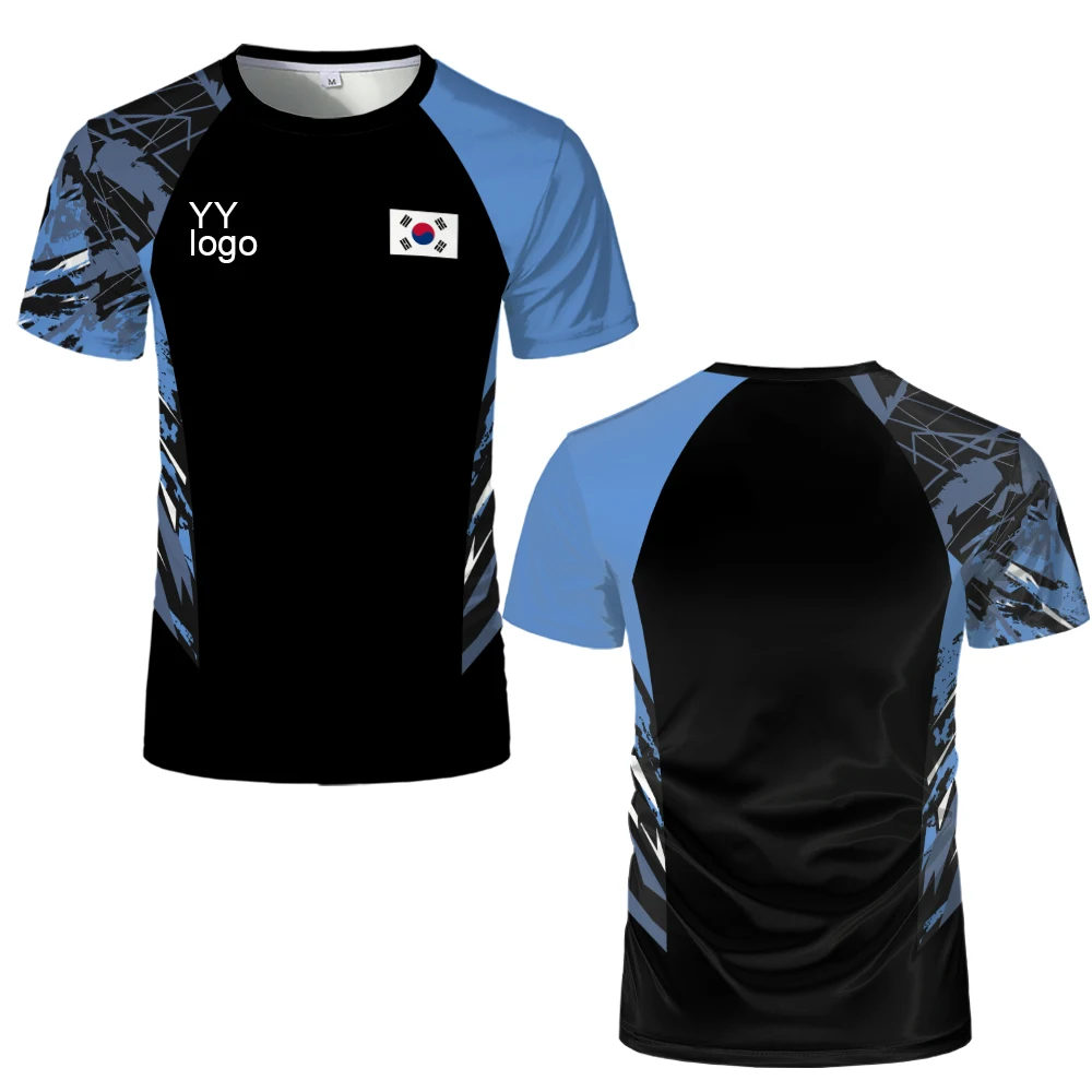 YY Logo Badminton Clothes T-shirt Sports Quick Dry Padel Tennis Uniform Men's South Korea Team Competition Jersey Clothing