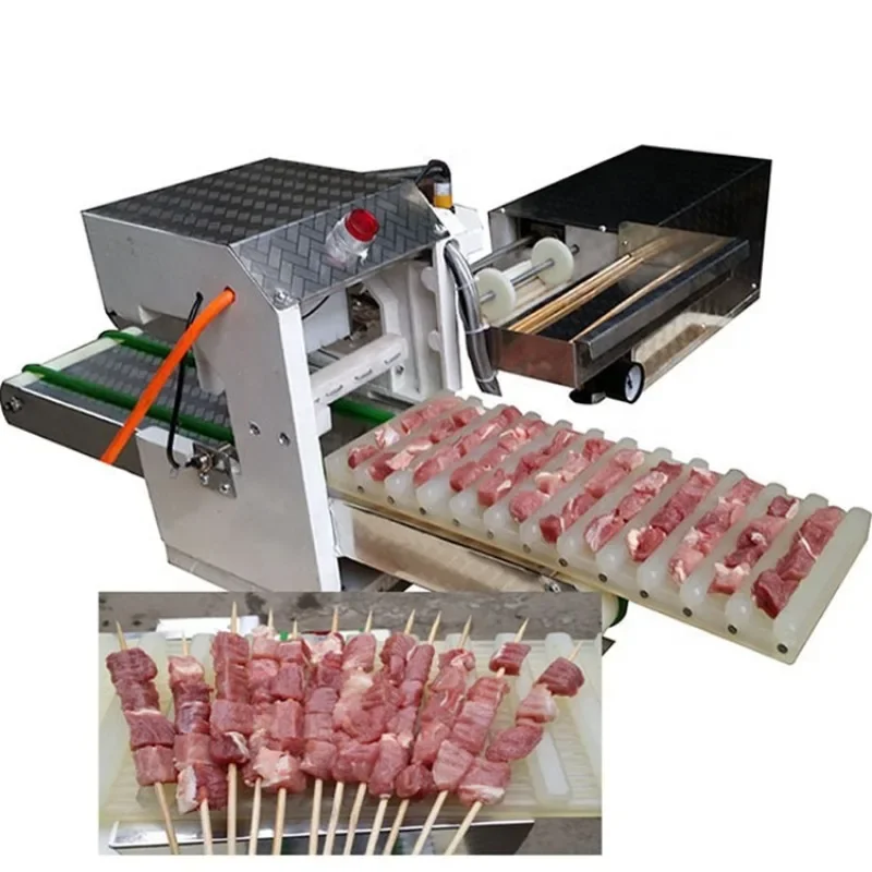 Meat wearing string machine/Chicken Meat satay Kebab Skewer Machine