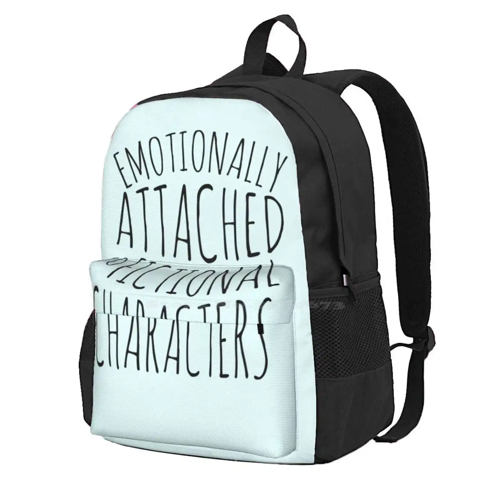 Emotionally Attached To Fictional Characters #Black Hot Sale Schoolbag Backpack Fashion Bags Book Lover Books Geek Nerd