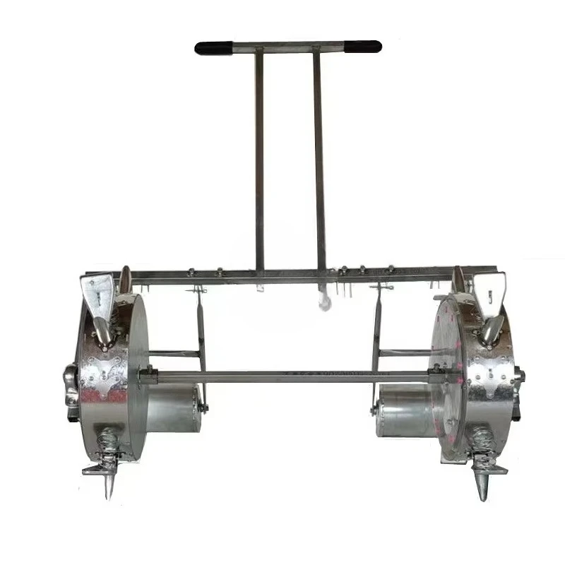 Manual corn, green beans, grains, flowers, vegetables, fertilizers, seeder with adjustable manual push for 3 rows