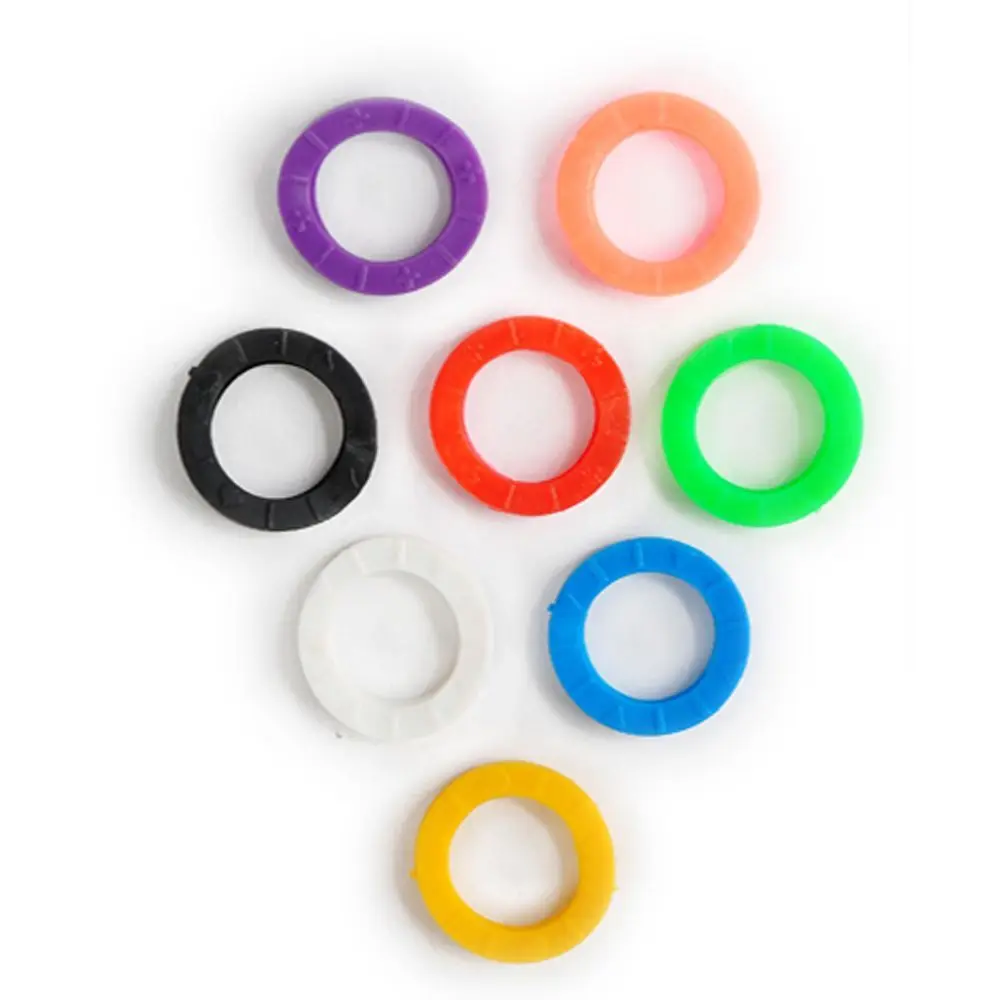 8pcs Trendy Hollow 24mm*4mm Home Round Silicone Keys Cap Key Covers Keyring