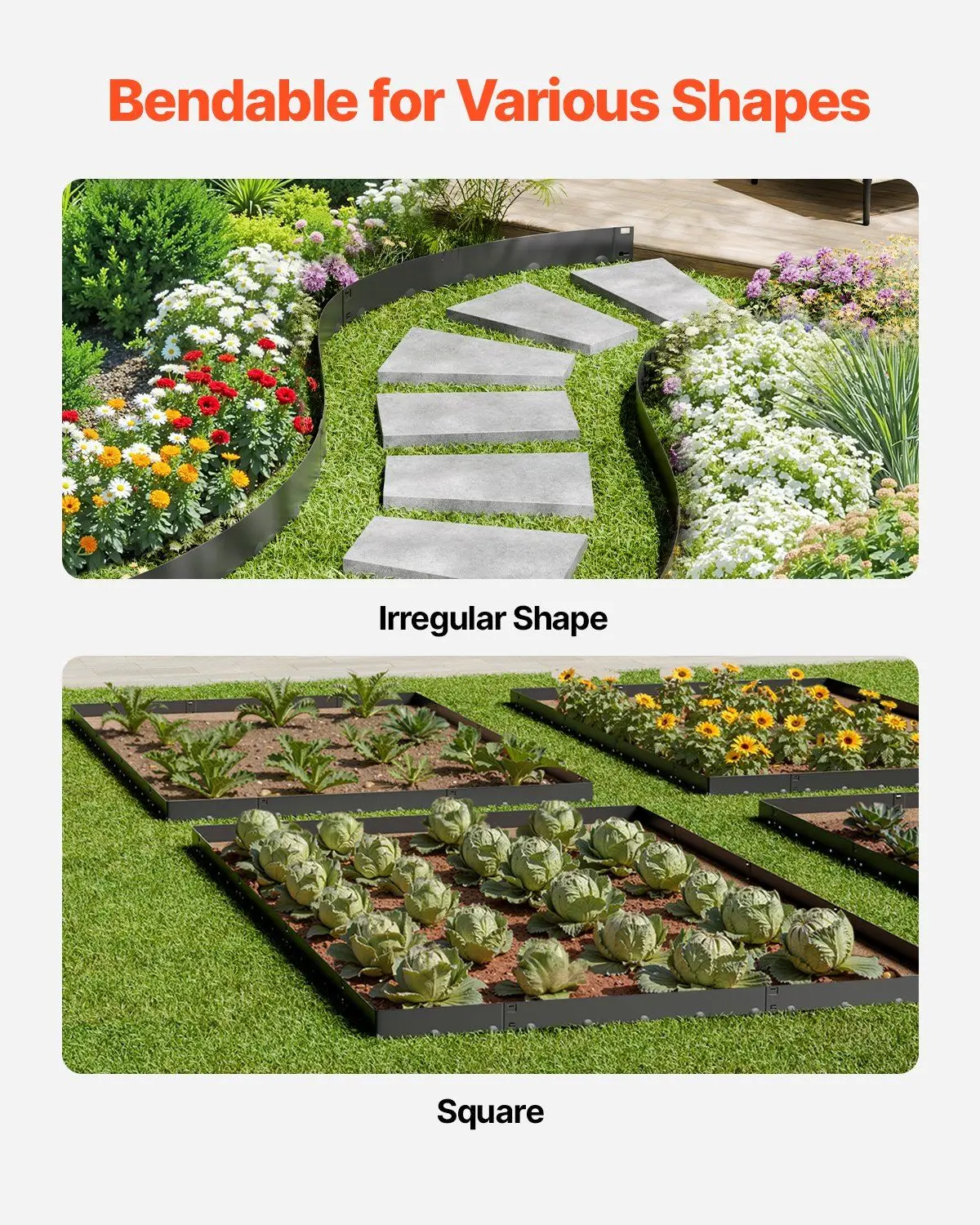 Steel Landscape Edging 5 Packs 39 x 3in Rust-Resistant Garden Edging Border