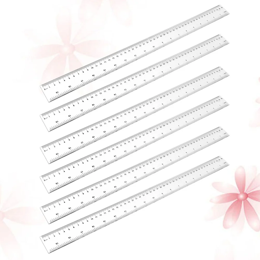 

6Pcs Transparent Plastic Ruler Wear Resistant Precision Scale Clear Accurate Long Lasting Home Office School Supplies