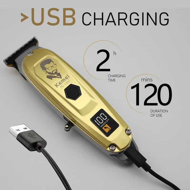 Kemei Professional Hair Clipper for Men LCD Display USB Charging Cordless Hair Cutting Machine Hair Trimmer Machine KM-PG1947