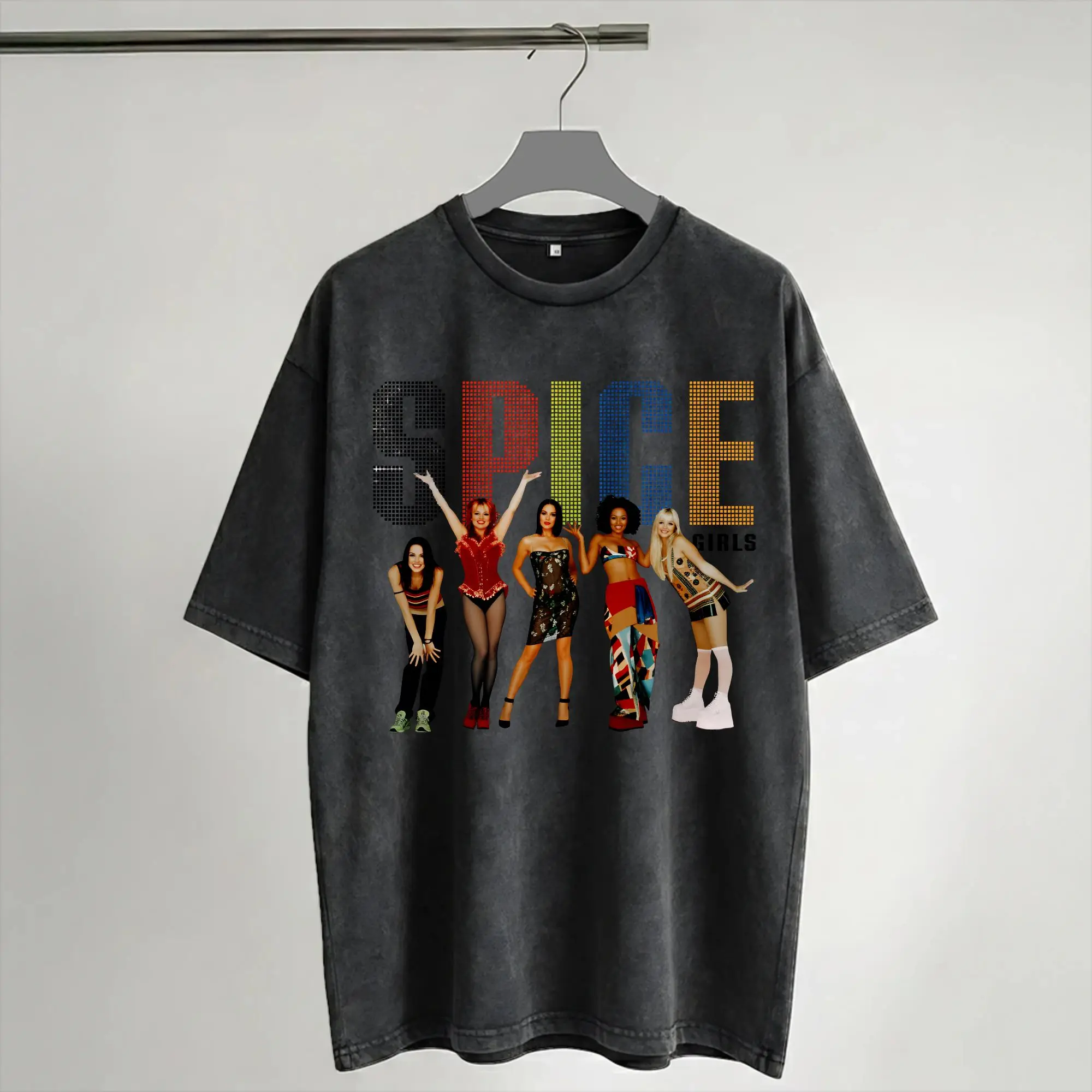 Harajuku Washed Shirt Spice Girls Tour Outfit Vintage T Shirt Oversize  Streetwear Short Sleeve Printed Tops Tees