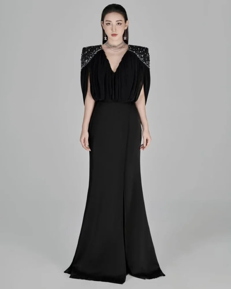 

Epoch Long Evening Dress فساتين سهره سعوديه 피로연드레스 Elegant V-Neck Sequined Mermaid Cocktail Prom Party Gown For Sexy Women 2024