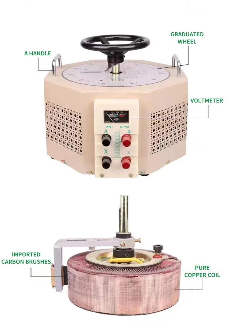 Copper touchpoint toroidal coil power supply regulator variable transformer