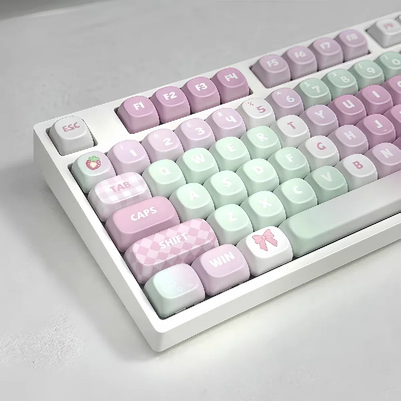 Strawberry Summer Theme Keycaps Set - MOA Sublimation 131 Keys Full Set for Mechanical Keyboard Customization DIY Replacement