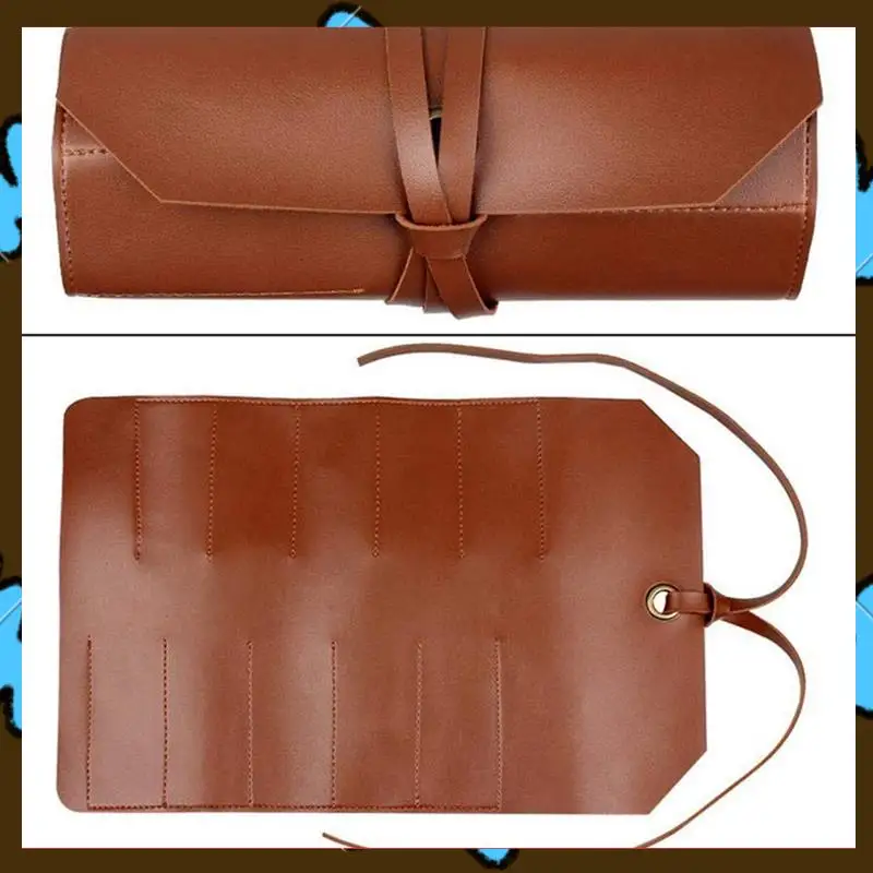 

Promotion! 2X Leather Tool Roll, Leather Tool Kit Storage Bag, Multi Functional Leather Kit Bag Bicycle Repair Tool Kit Bag