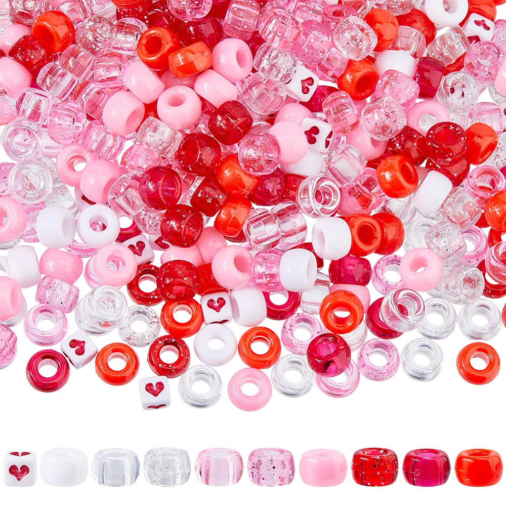 2200Pcs 10 Styles Opaque Transparent Acrylic Beads Mixed Shapes Mixed Color 6.5~9x6~9x6mm Hole: 3~3.8mm 220pcs/style