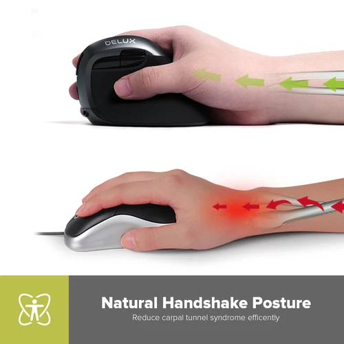 Imagen 2 del producto Delux M618 Mini ratón ergonómico para juegos ratón Vertical inalámbrico Bluetooth 2,4 GHz recargable 4000dpi ratones silenciosos para oficina