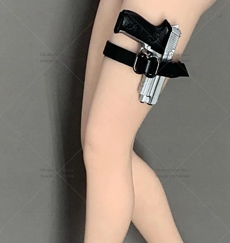 Acessórios femininos em escala 1/6, renda de couro sintético, pernas, pistolas, coldre pendurado para modelo de corpo de figura de ação de 12 polegadas