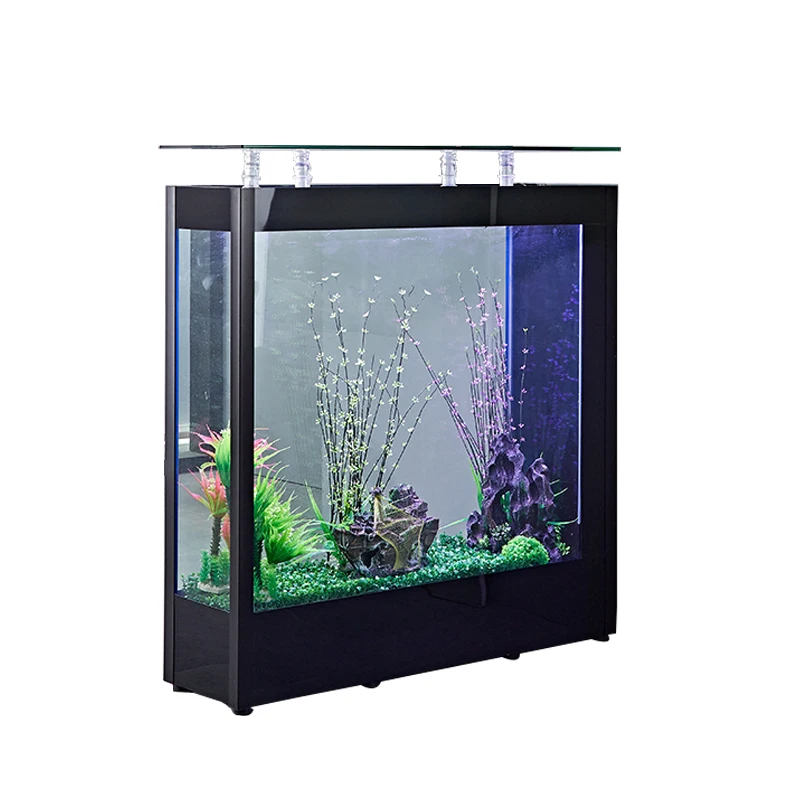 Living room office household light fish tank rectangular simple modern large and medium-sized glass aquarium ecology