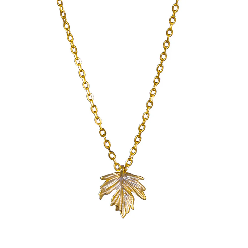 

Корейское женское ожерелье с кленовым листом, стерлинговое серебро S925, свежий лесный стиль, студенческий крутой стиль, темперамент, INS, цепочка на ключицу