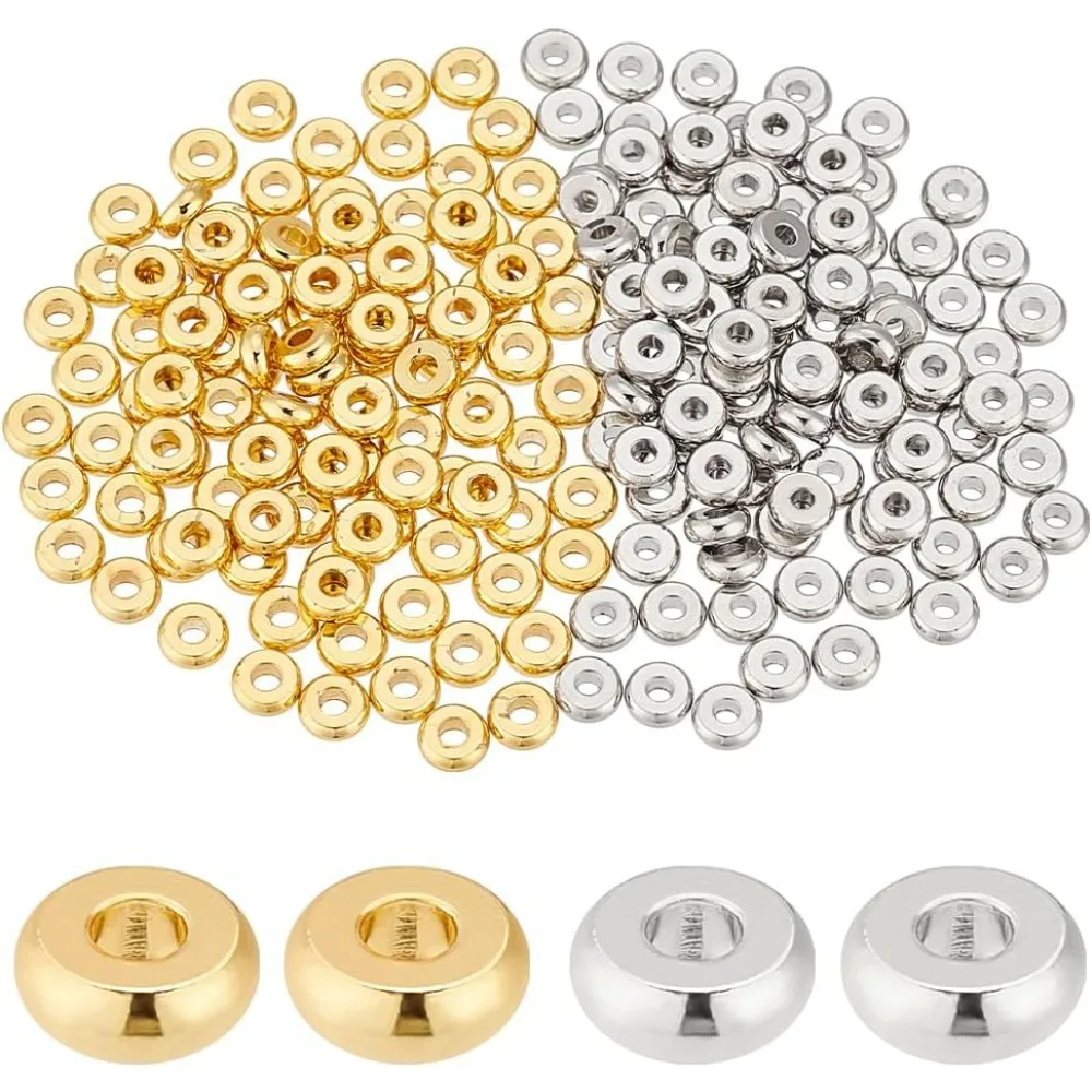 200pcs Spacer Beads 5mm Flat Round  Heishi  Brass Disc Rondelle  Metal  Spacers for Jewellery Making