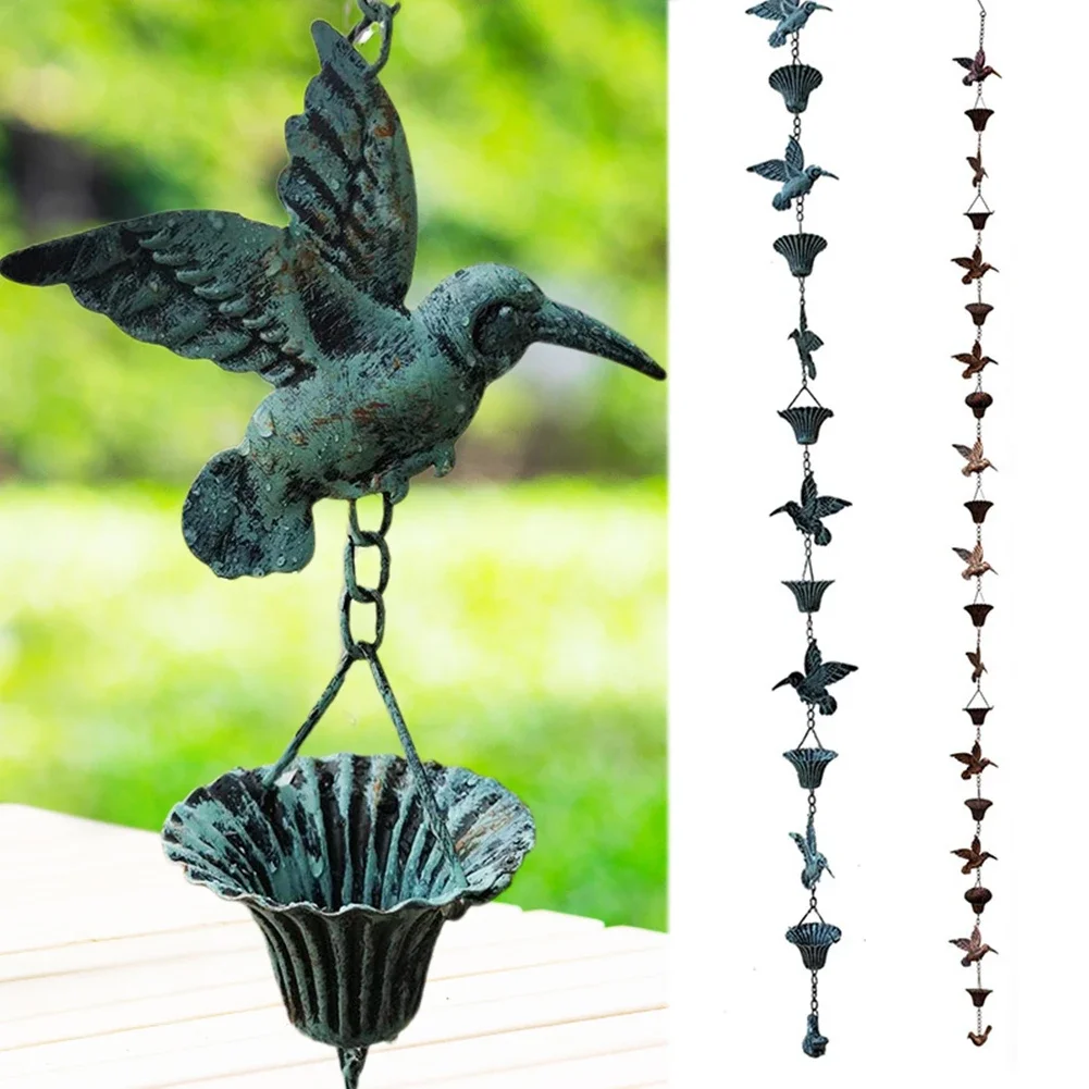 Creative Birds Metal Rain Chain Rain Catcher Gutter Roof Rainwater Catcher Chain Drainage Downspout Tool Garden Outdoor Decor
