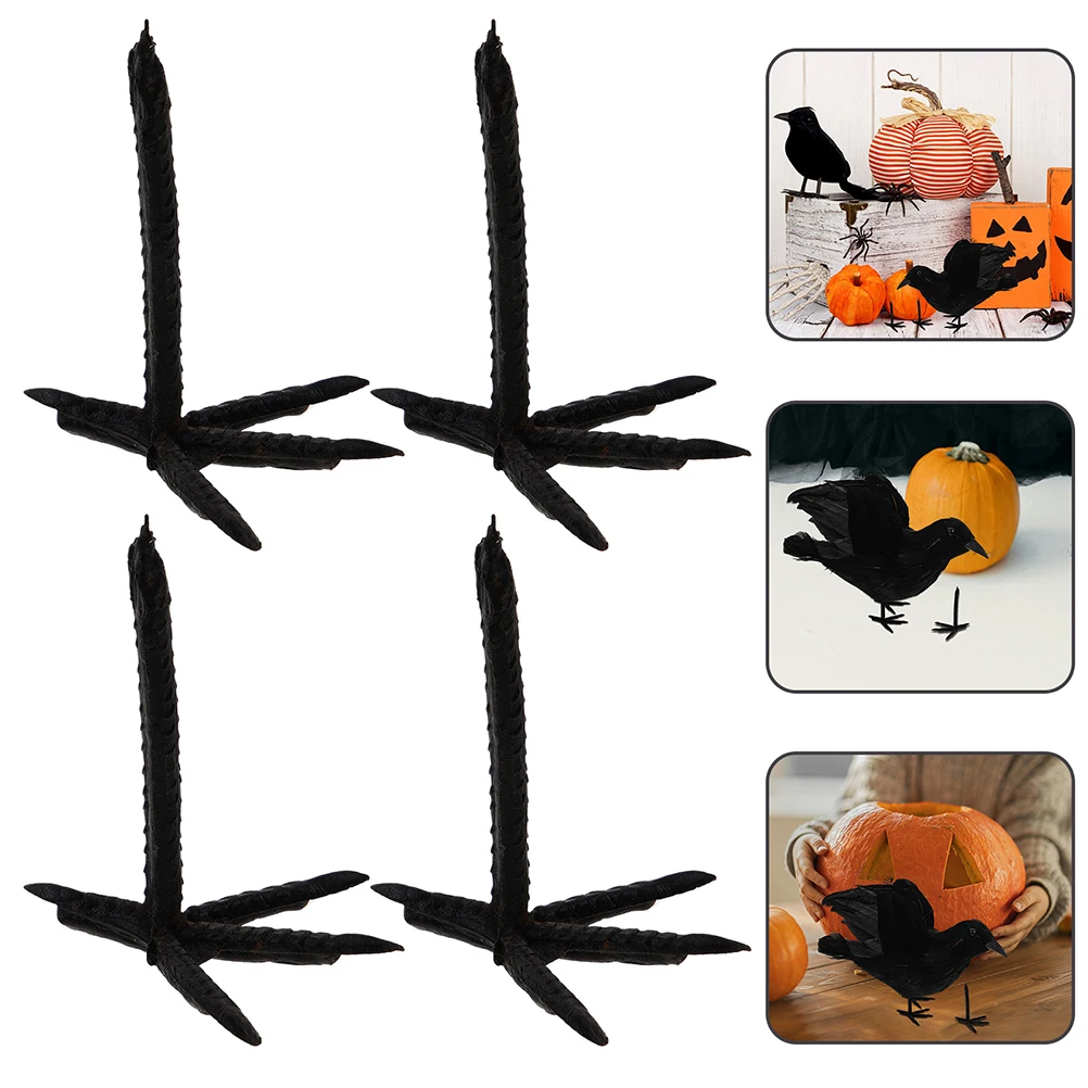 

100 Pcs Halloween Crow Paws Claw Figurine Supplies Accessories Decoration Plastic Bird Feet Crafts