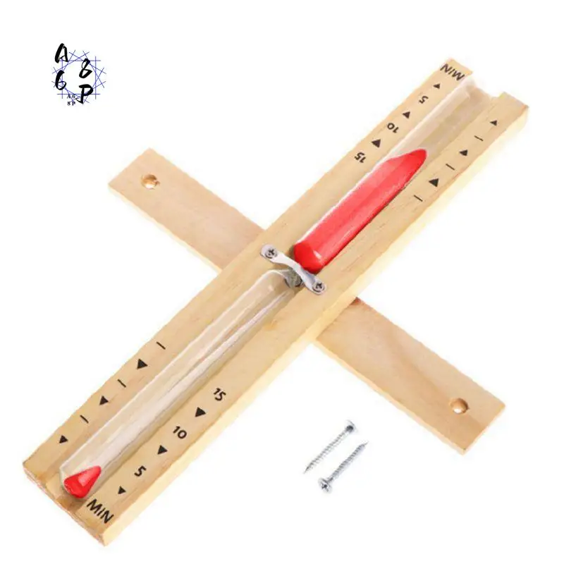 A68P-Wall-Mounted Hourglass Wooden Hourglass Sand Timer 15 Minutes Red Sand Durable Reusable