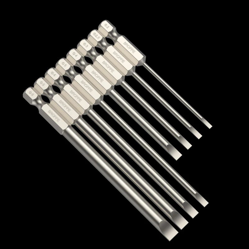 50/75/100/150MM Ø2-Ø6 Slotted Screwdriver Bit Strong Magnetic Batch Head High Hardness Drill Bit S2 Alloy Steel Screw Driver Bit
