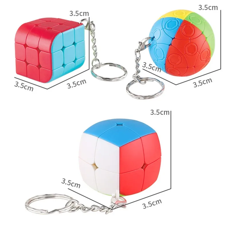 KeyChain 3x3x3 Mini Magic Cube Charms Pendant Key Ring Educational Decompress Fidget Toys 3.5cm