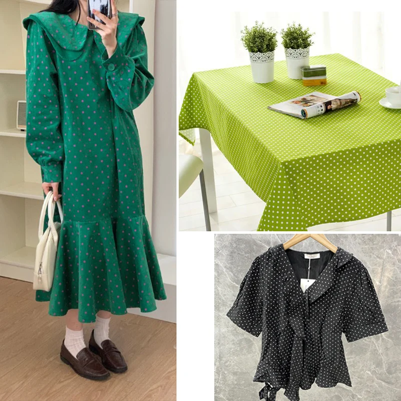 Cotton Twill Fabric 0.6cm Polka Dot for DIY Handmade Needlework Quilting Cloth Per Half Meter