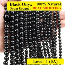 Zhe Ying Uruguay Black Onyx Bead Round Smooth Gemstone Beads for Needlework DIY Jewellery Making Supplies