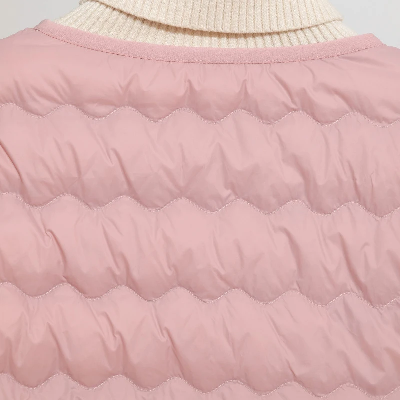 Schinteon Women's Lightweight White Duck down Long Jacket Casual Collarless Autumn Winter High Qaulity Outwear 2025 Slim Coat