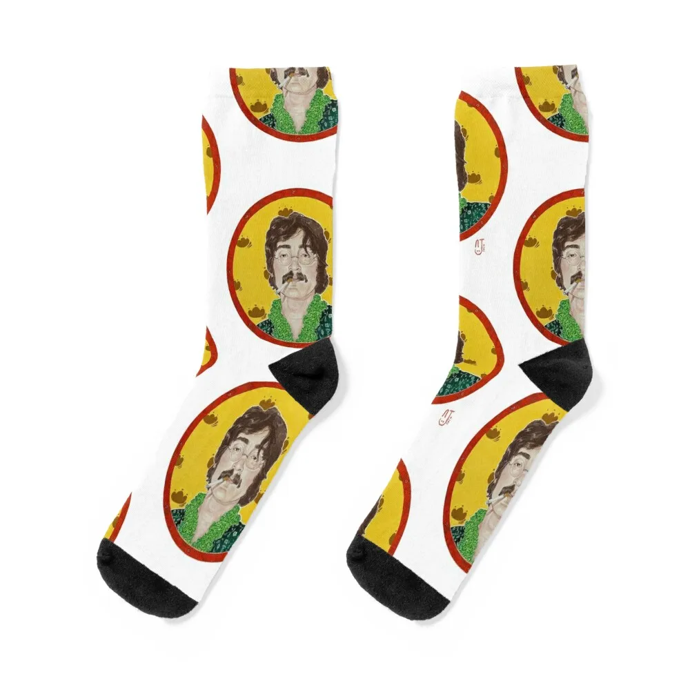 John Lennon Yellow Submarine gouache portrait Socks valentine gift ideas winter gifts compression Running Socks Girl Men's