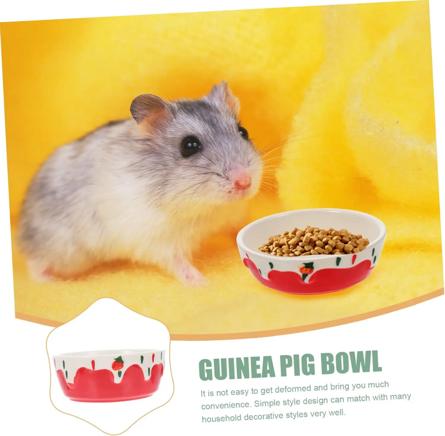 Hamster Food Bowl Rabbit Feeder Water Bowl Ceramic Small Animal Dishes Pottery Pet Dish Guinea Pig Feeder Bowl Supplies