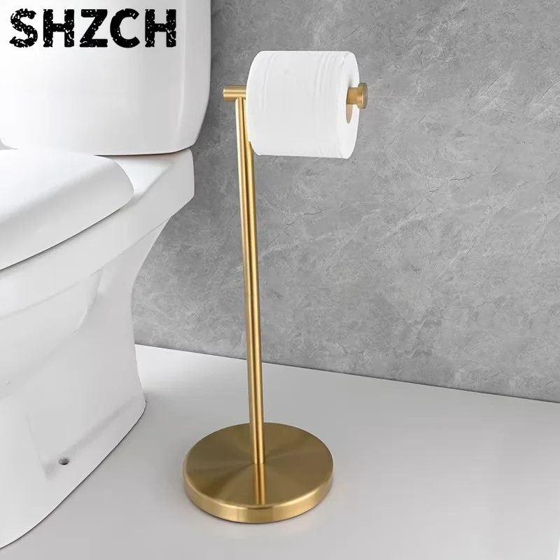 304 Stainless Steel Round Base Creative Floor Standing Tissue Holder Modern Bathroom Organizer Hotel Toilet Paper Dispenser