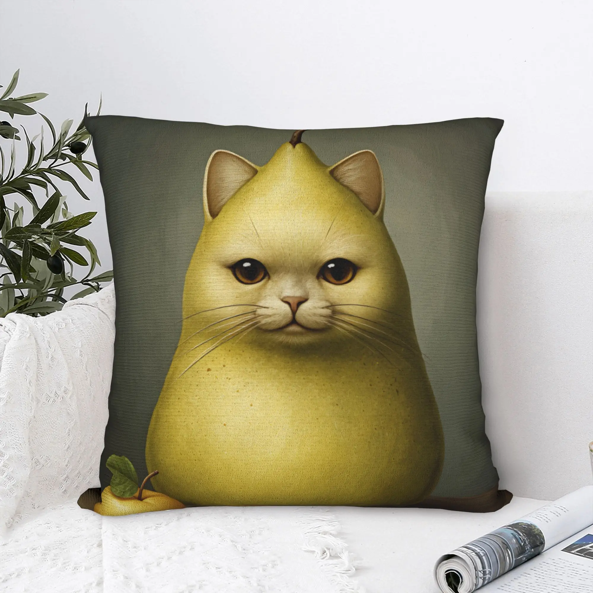 Funny Fruit Cat Meme Pillow Case  Custom Pillow Cover Fashion Pillowcases For Sofa Car Home Decor