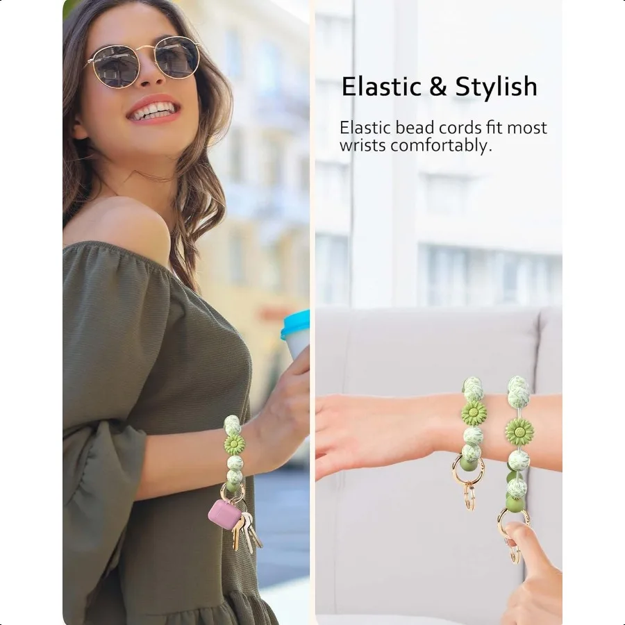 سيليكون حلقة رئيسية سوار لطيف المفاتيح السوار مع 2 حلقات المفاتيح مرونة حامل مفتاح السيارة الإسورة للنساء