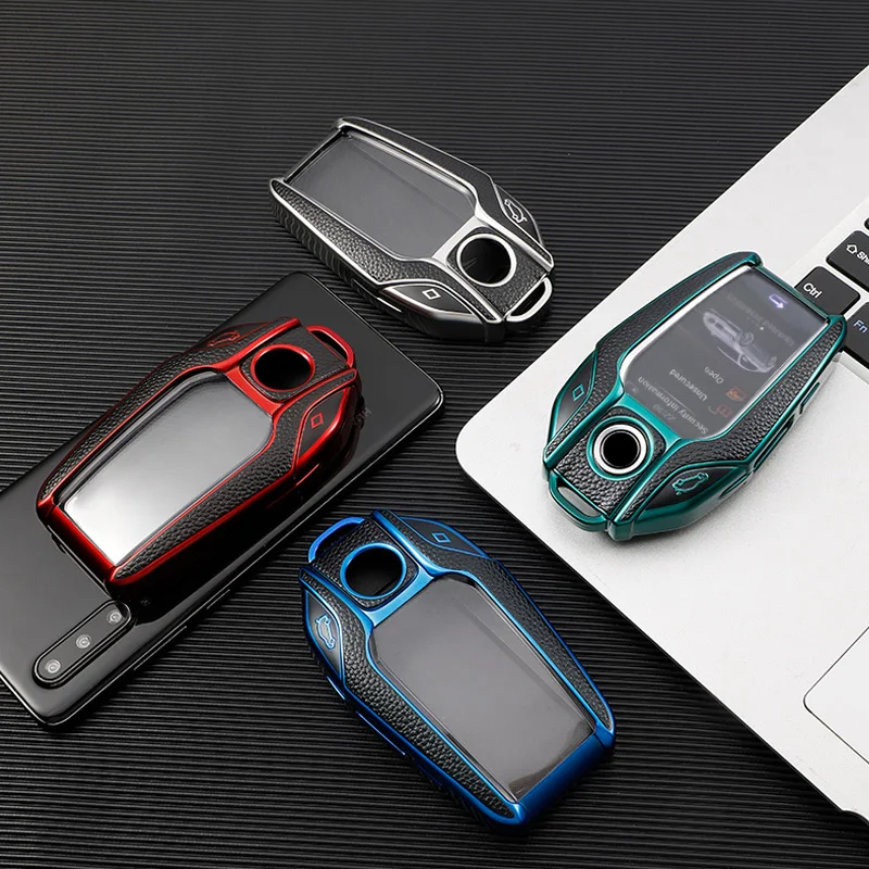 TPU+Leather LED Display Car Key Case Cover For BMW 5 7 Series G01 X3 G02 X4 G05 X5 G07 X7 G12 G11 G30 G32 G31 i8 I12 I15 Car Bag