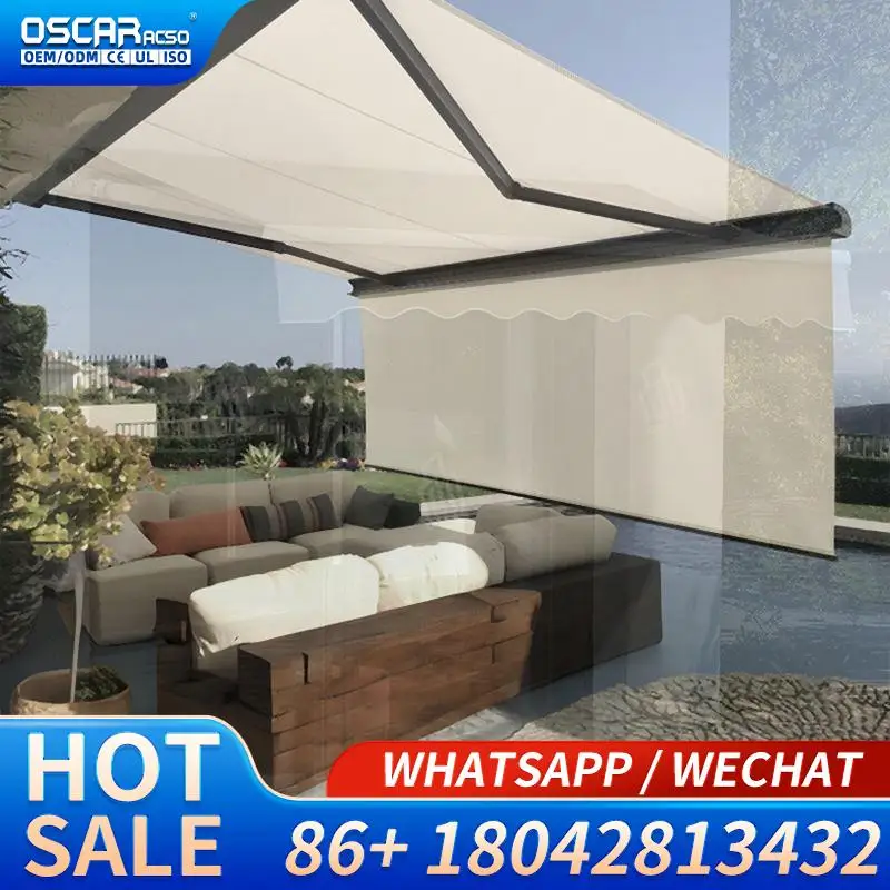 Wholesale Motorized Retractable Sunshade Folding Arm with LED Outdoor Full Cassette Remote Operated Awning for Patio Garden Balc